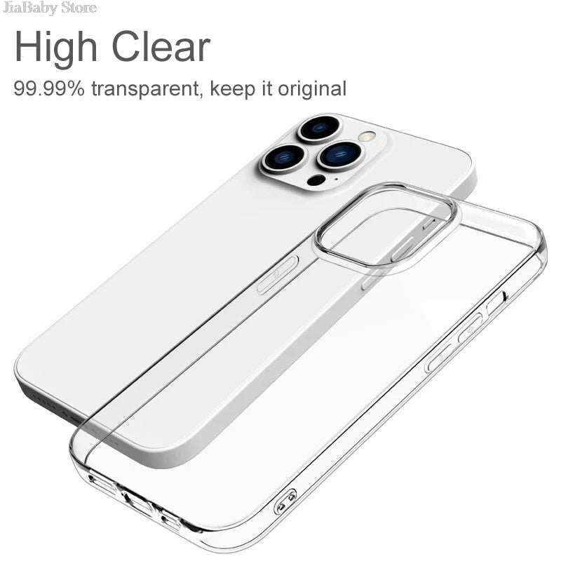 Coque ultra-fine en silicone transparente souple pour iPhone 15