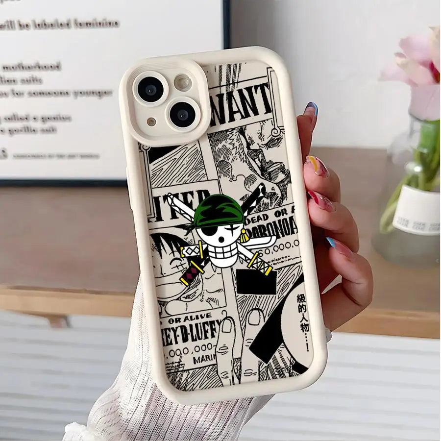 Coque souple One Piece pour iPhone 16, 15 Pro Max, 14 Pro Max, 13, 12, 11 Pro.