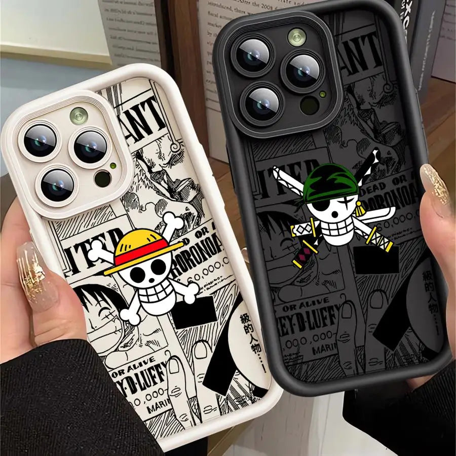 Coque souple One Piece pour iPhone 16, 15 Pro Max, 14 Pro Max, 13, 12, 11 Pro.