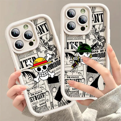 Coque souple One Piece pour iPhone 16, 15 Pro Max, 14 Pro Max, 13, 12, 11 Pro.